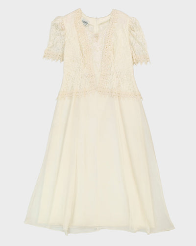 Vintage 1990s Off-White Beaded Party Dress - S
