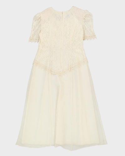 Vintage 1990s Off-White Beaded Party Dress - S