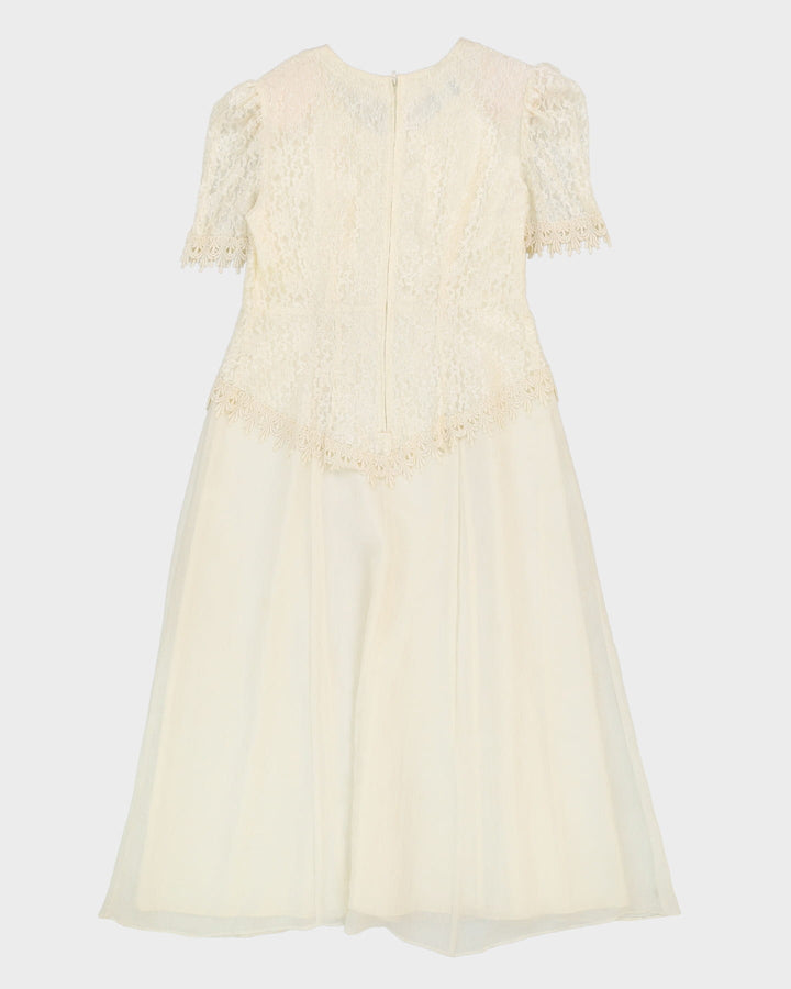Vintage 1990s Off-White Beaded Party Dress - S