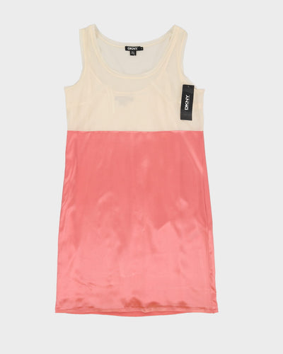 DKNY  Cream And Corral Silk Layered Dress - S