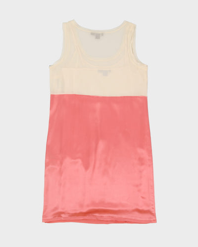 DKNY  Cream And Corral Silk Layered Dress - S