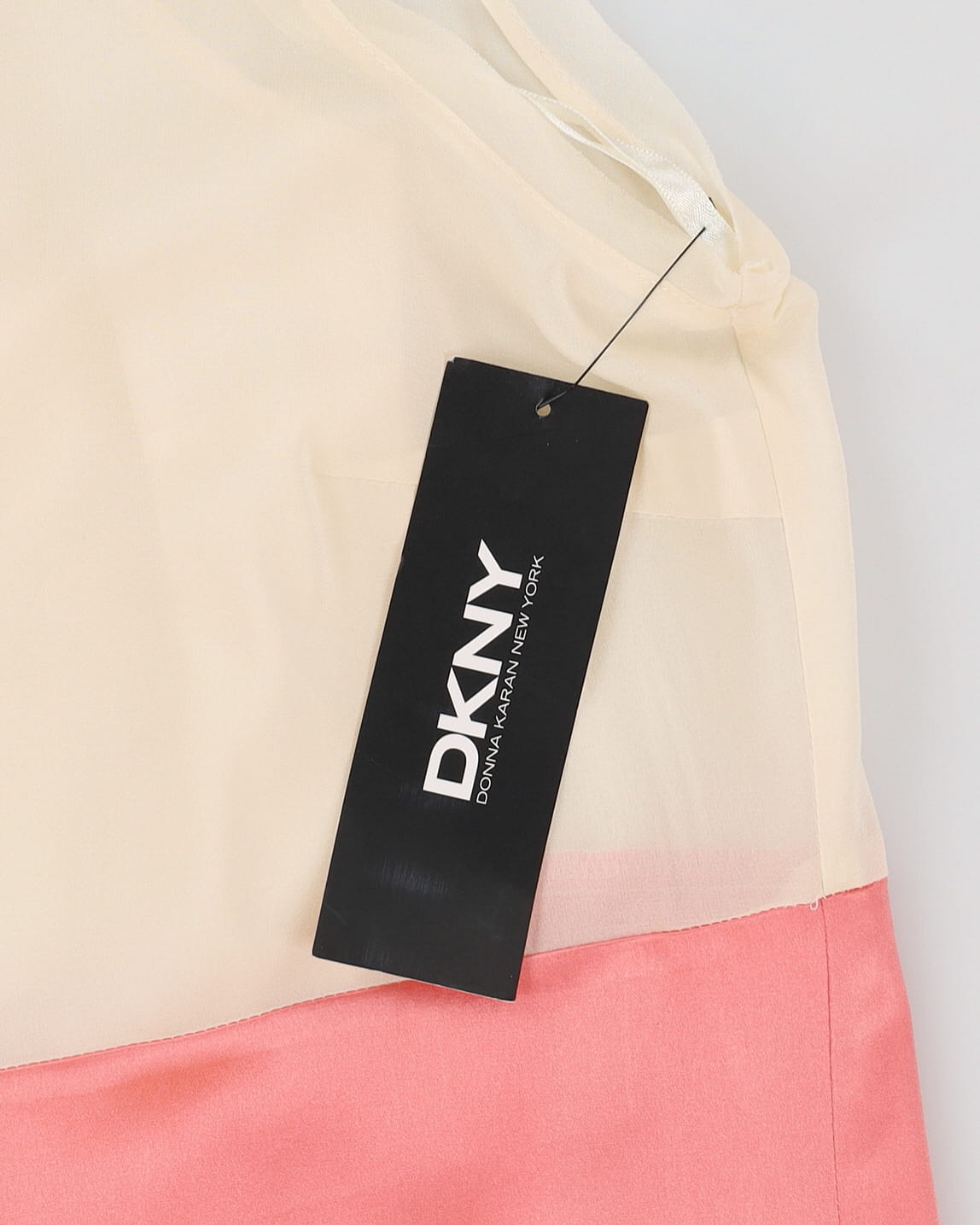 DKNY  Cream And Corral Silk Layered Dress - S