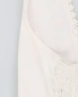 White With Blue Embroidery Halter Neck Dress - S