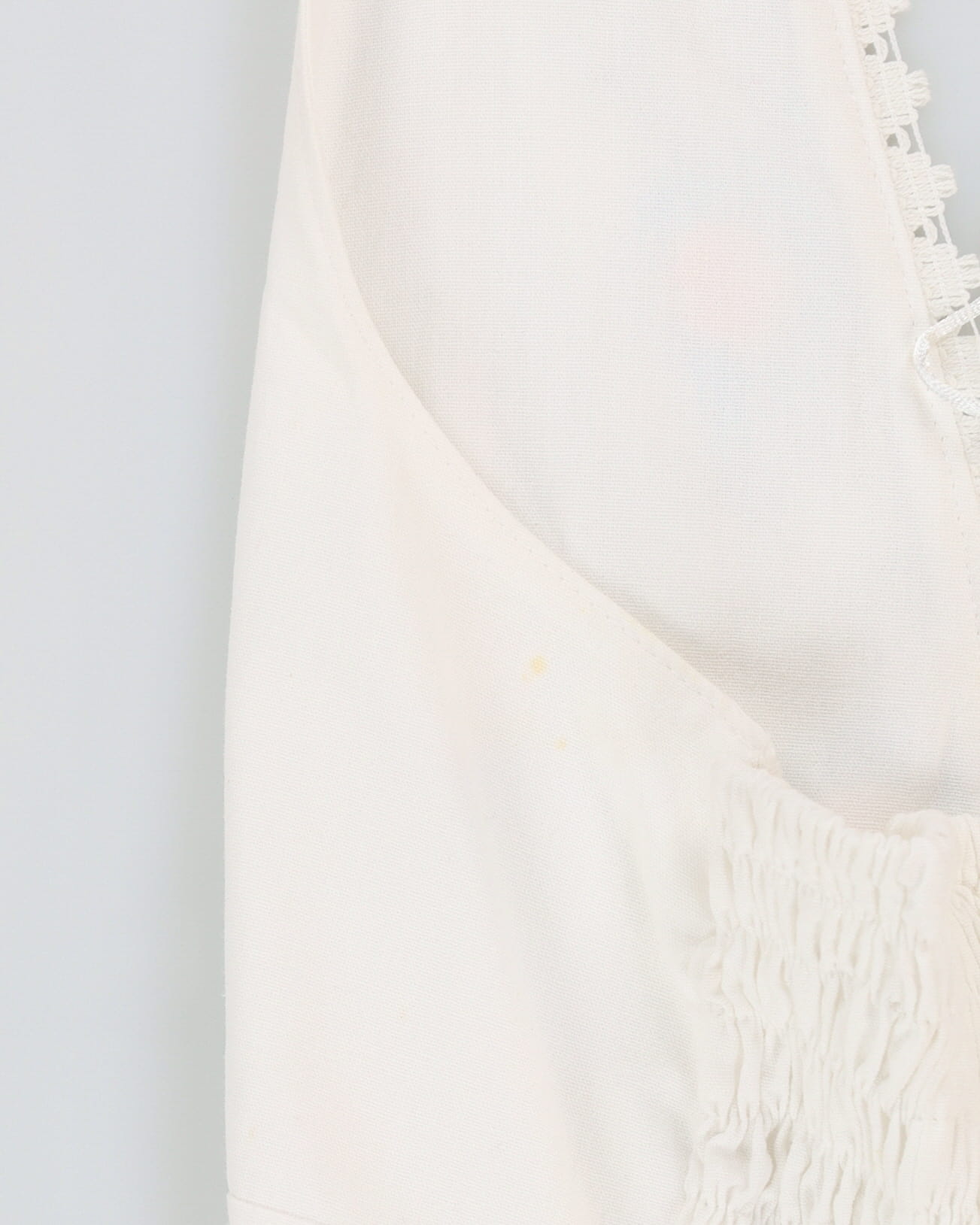 White With Blue Embroidery Halter Neck Dress - S