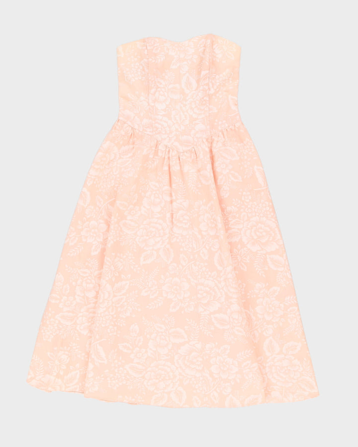 Y2K Pink With Floral Pattern Bustier Dress - S