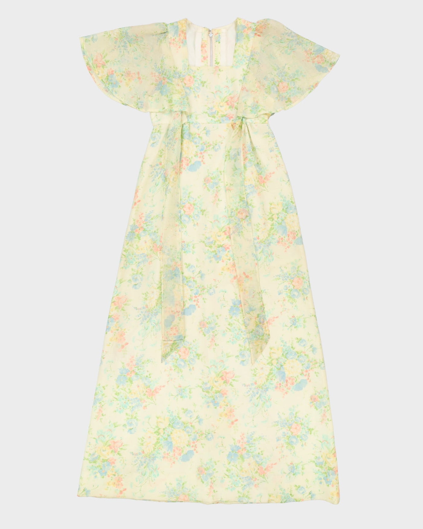 Vintage 1970s Green Floral Maxi Dress - XS