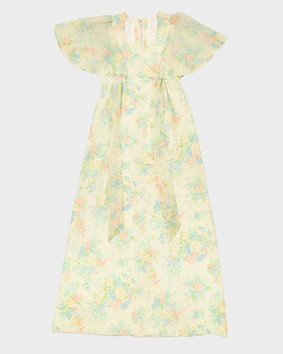 Vintage 1970s Green Floral Maxi Dress - XS