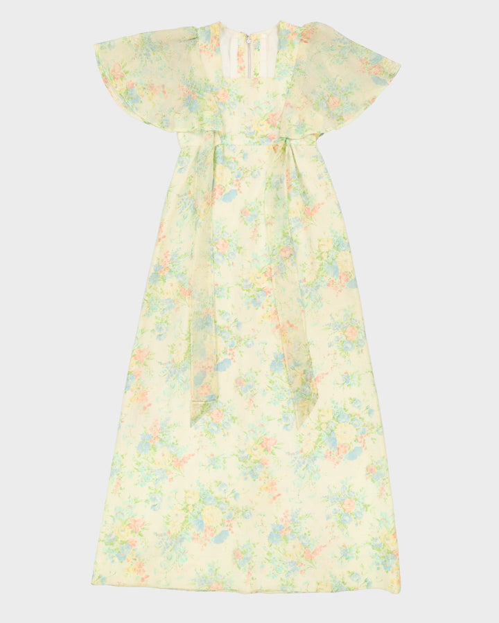 Vintage 1970s Green Floral Maxi Dress - XS