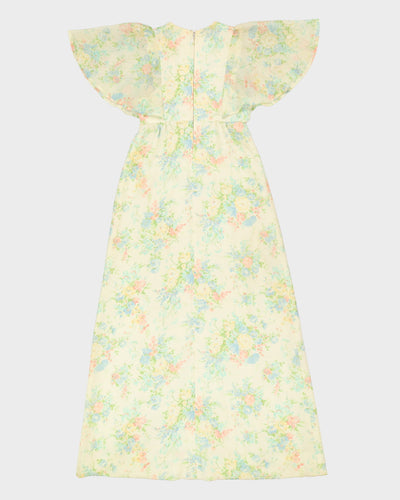 Vintage 1970s Green Floral Maxi Dress - XS