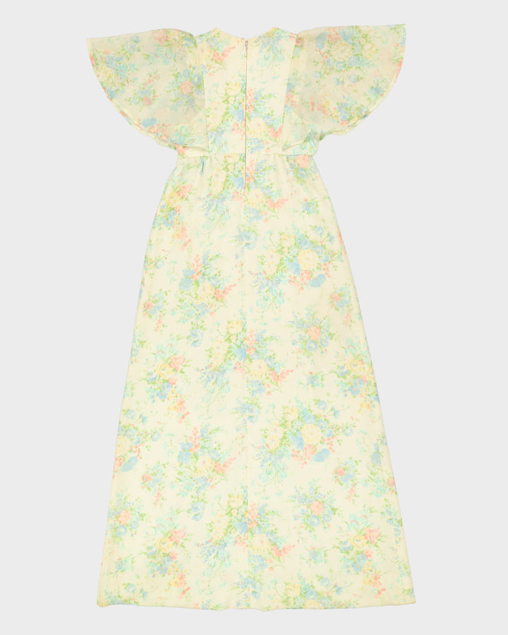 Vintage 1970s Green Floral Maxi Dress - XS