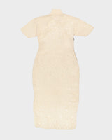 Vintage 1950s Cream Silk Jacquard Cheongsam Dress - XS