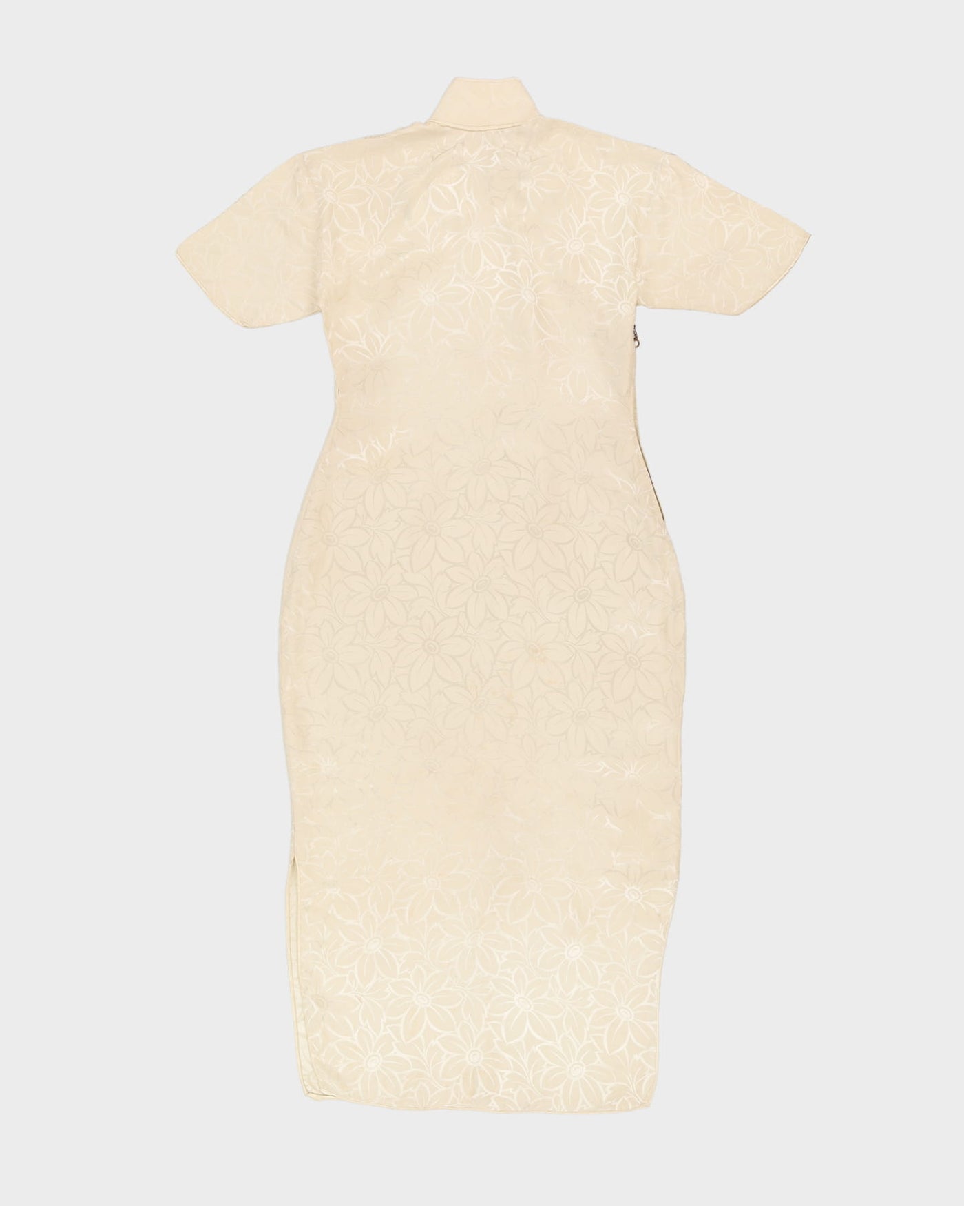 Vintage 1950s Cream Silk Jacquard Cheongsam Dress - XS