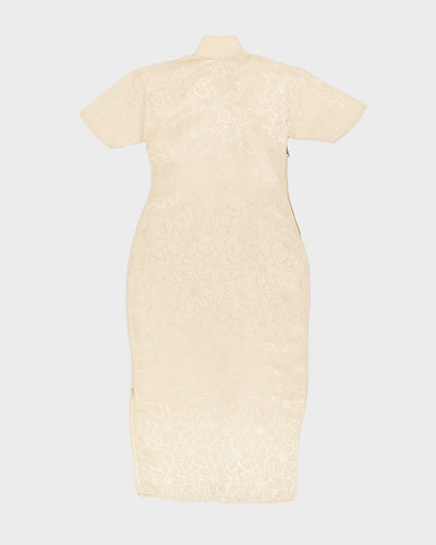 Vintage 1950s Cream Silk Jacquard Cheongsam Dress - XS