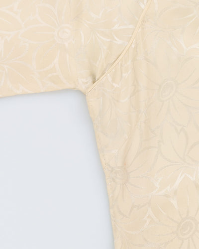 Vintage 1950s Cream Silk Jacquard Cheongsam Dress - XS