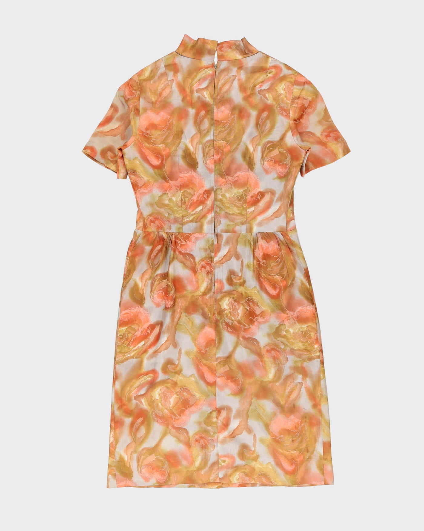 Vintage 1960s Orange Patterned Cocktail Dress - S