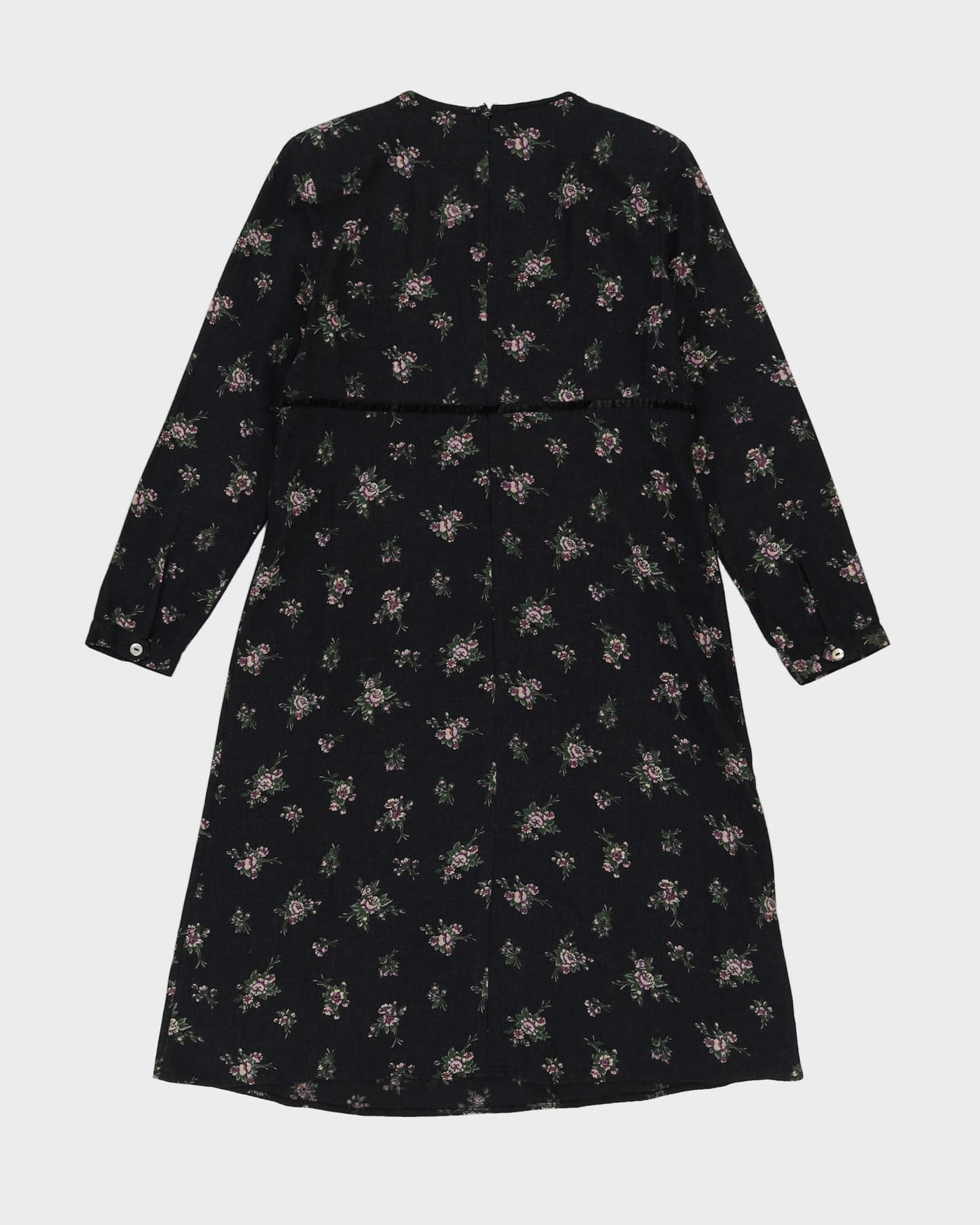 Laura Ashley Black Floral Midi Dress - M