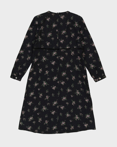 Laura Ashley Black Floral Midi Dress - M
