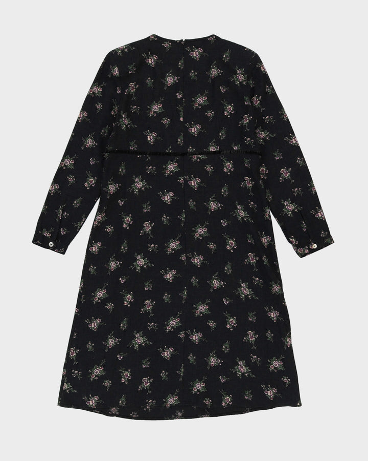 Laura Ashley Black Floral Midi Dress - M