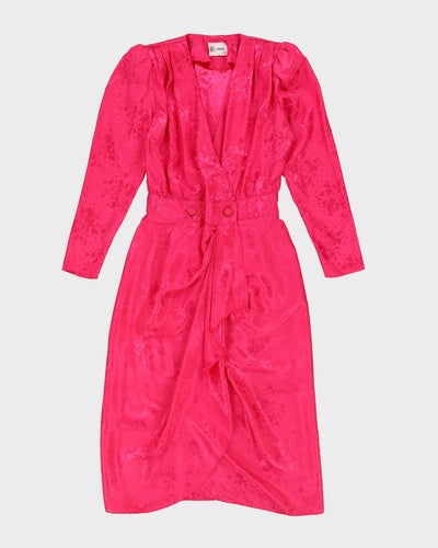 Vintage 1990s Pink Jacquard Wrap Dress - M