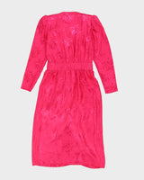 Vintage 1990s Pink Jacquard Wrap Dress - M