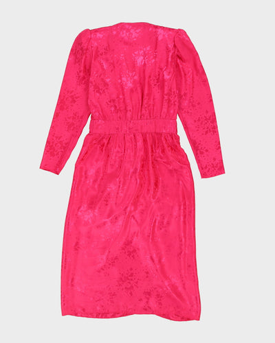 Vintage 1990s Pink Jacquard Wrap Dress - M