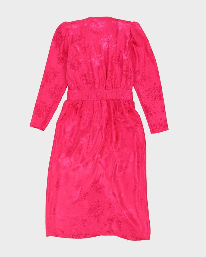 Vintage 1990s Pink Jacquard Wrap Dress - M