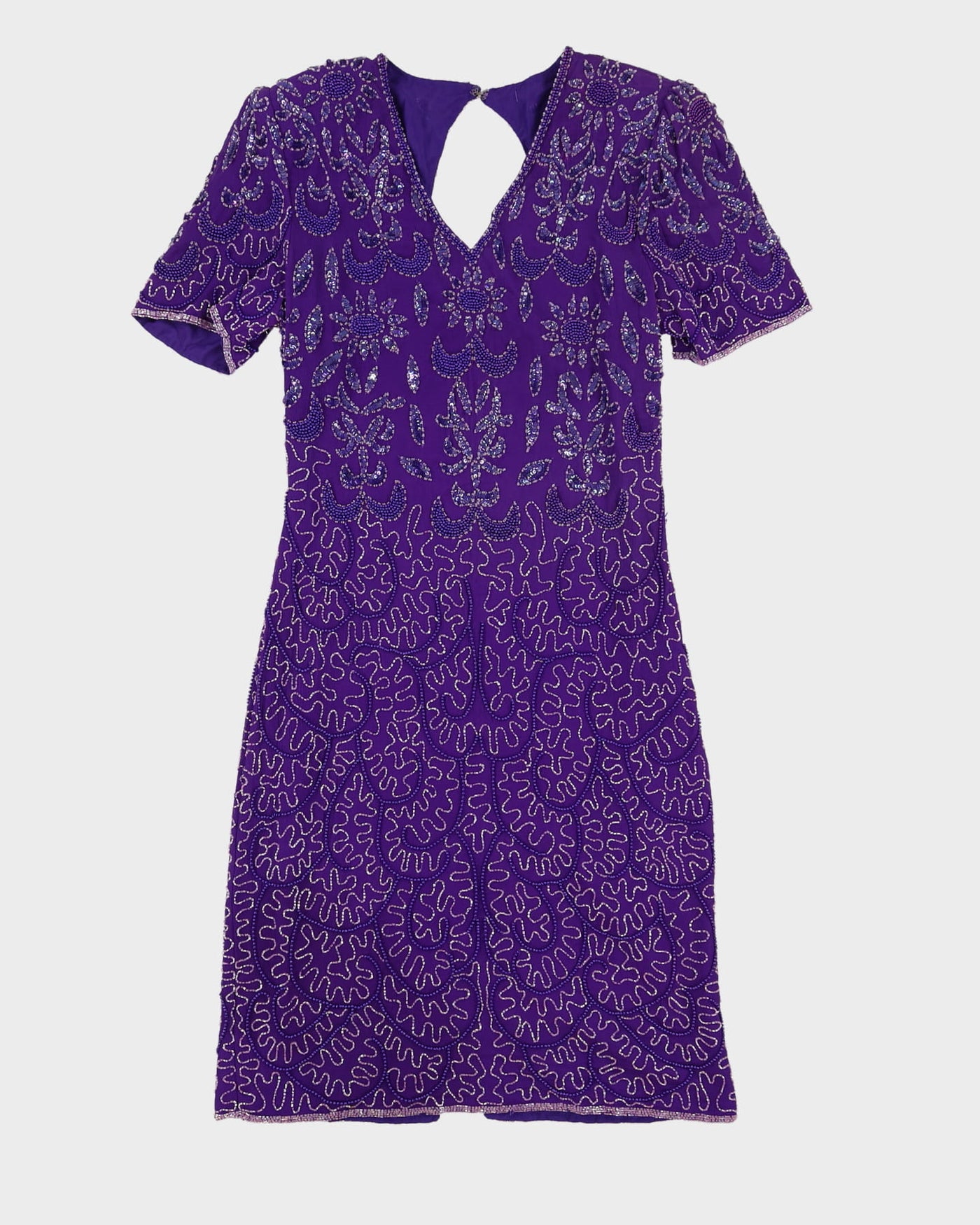 Purple Beaded Cocktail Dress - S