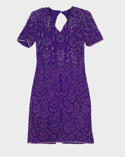 Purple Beaded Cocktail Dress - S