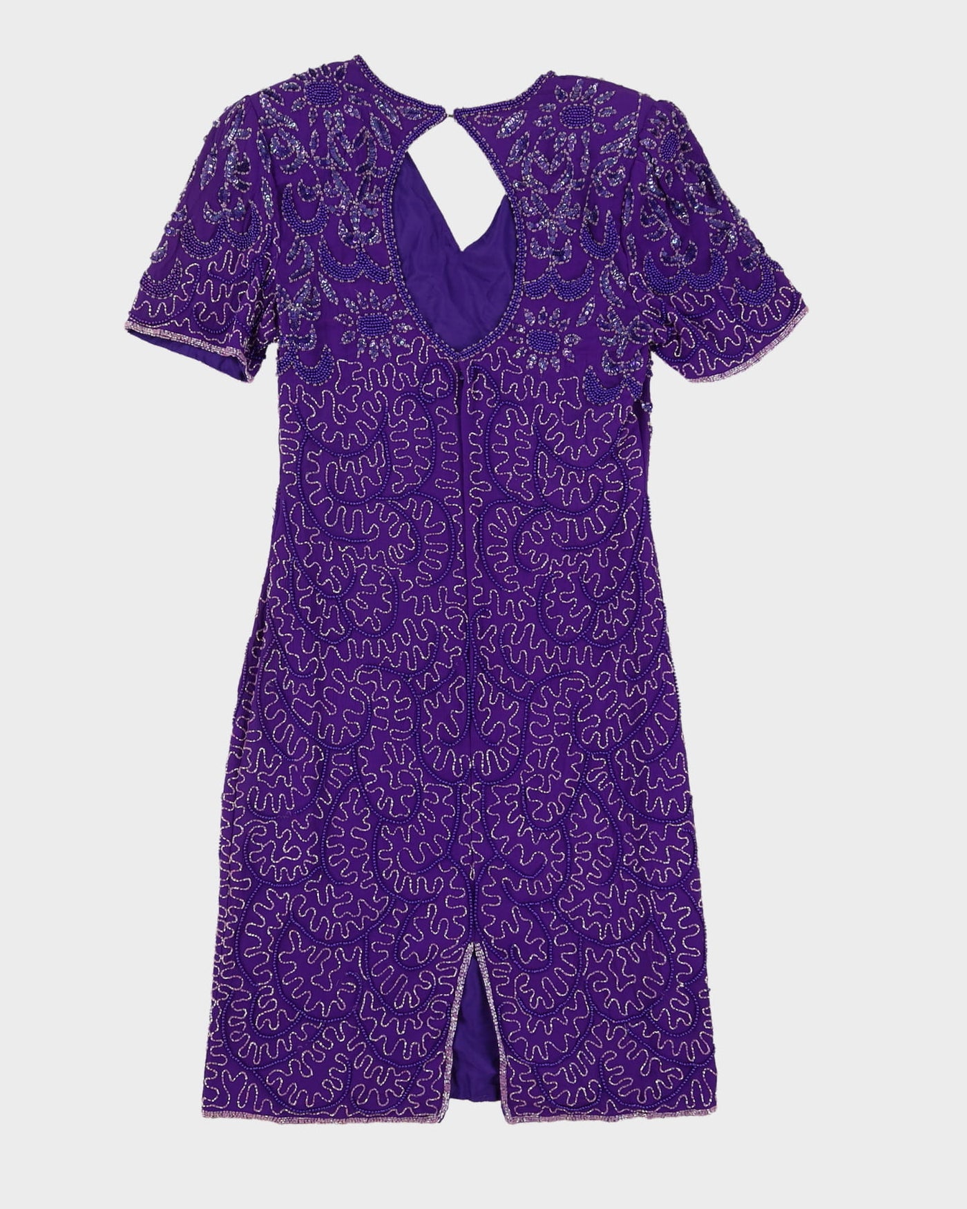 Purple Beaded Cocktail Dress - S