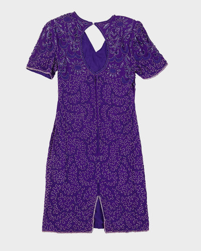 Purple Beaded Cocktail Dress - S