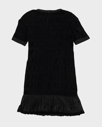 Louis Feraud Black Micro Pleated Velvet Dress - M