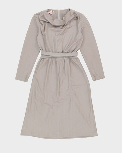 Vintage 1980s Metallic Khaki Dress - M / L