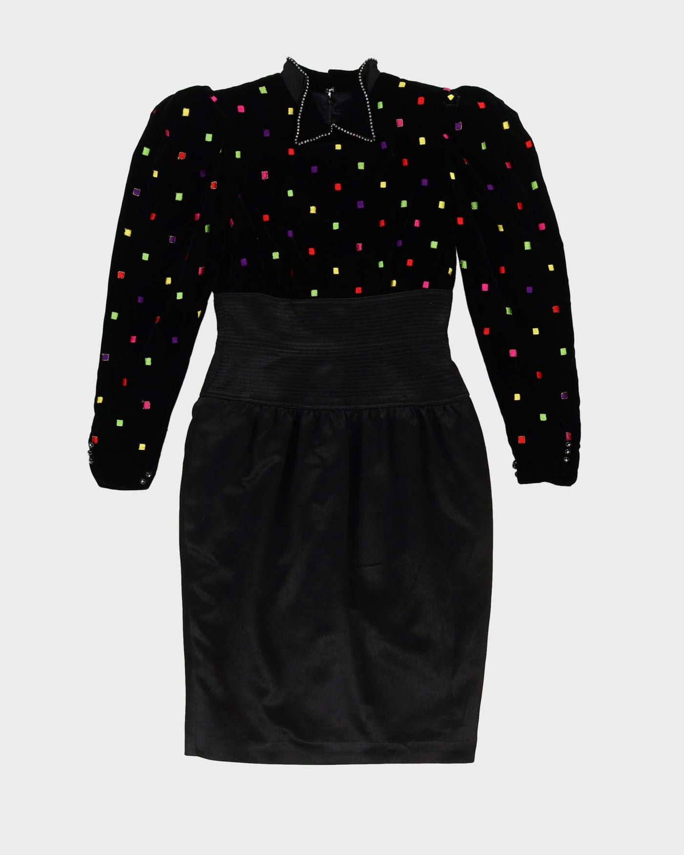 Black Velvet Evening Dress - S