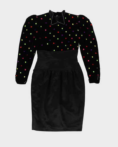 Black Velvet Evening Dress - S