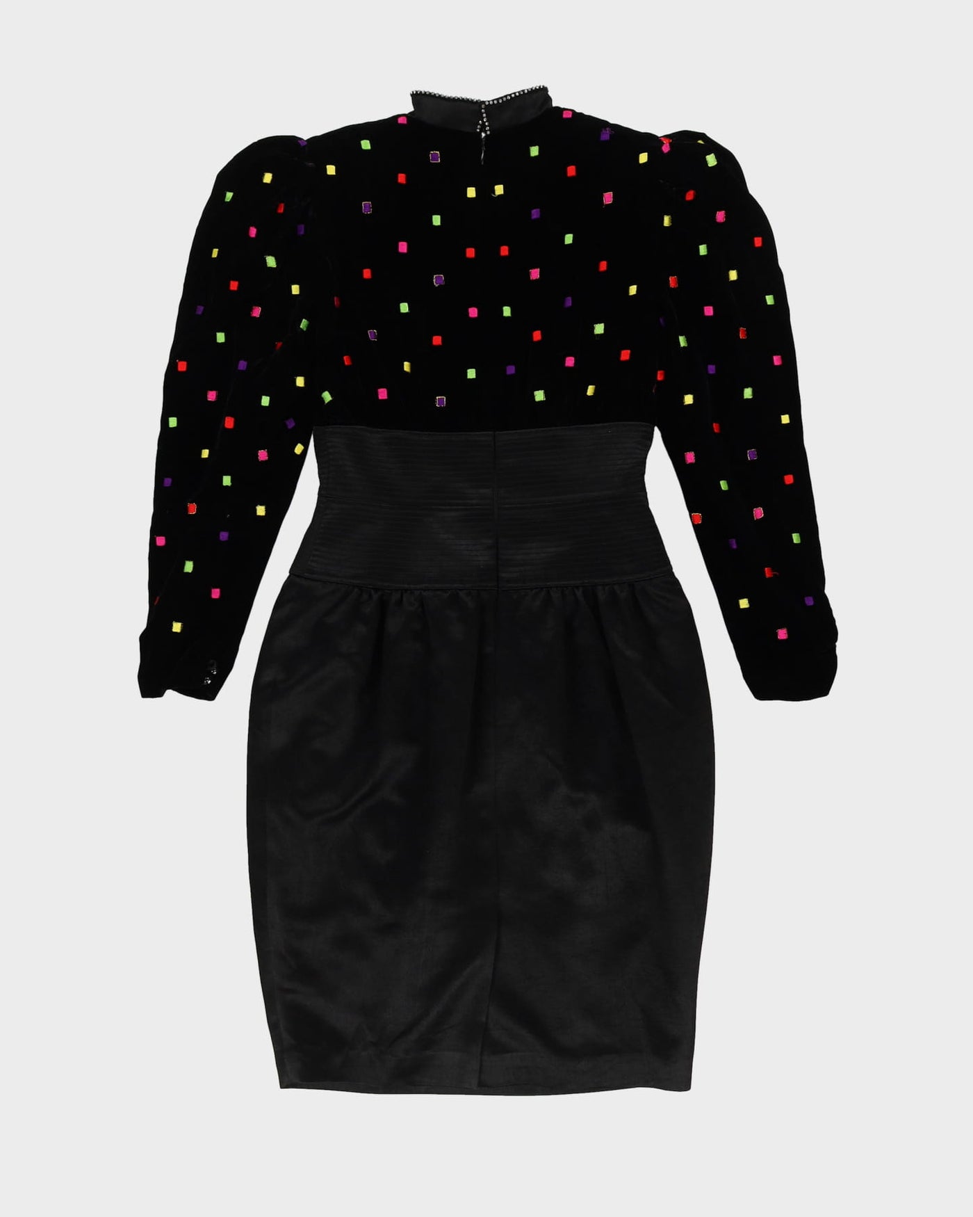 Black Velvet Evening Dress - S