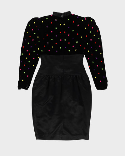 Black Velvet Evening Dress - S