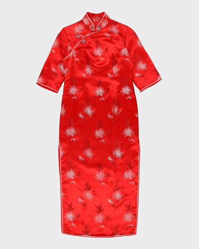 Red Brocade Cheongsam Dress - S