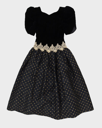 Black Velvet With Satin Skirt Evening Dress - XS