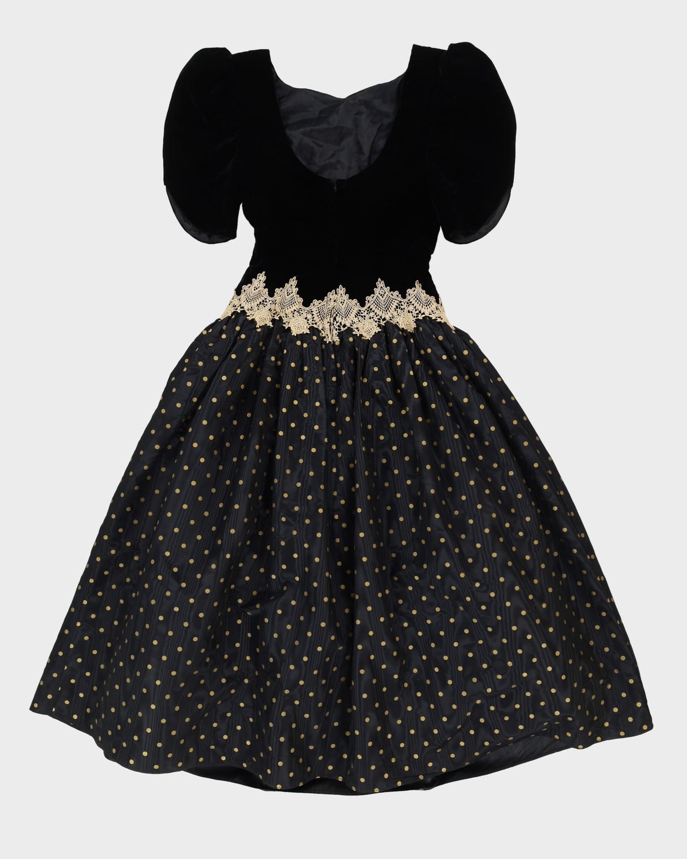 Black Velvet With Satin Skirt Evening Dress - XS