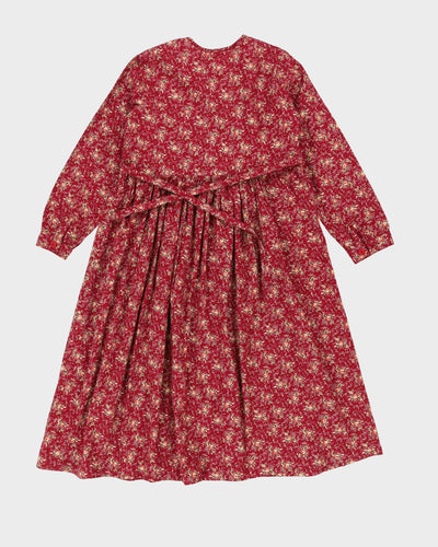 Burgundy Floral Smock Dress - XS
