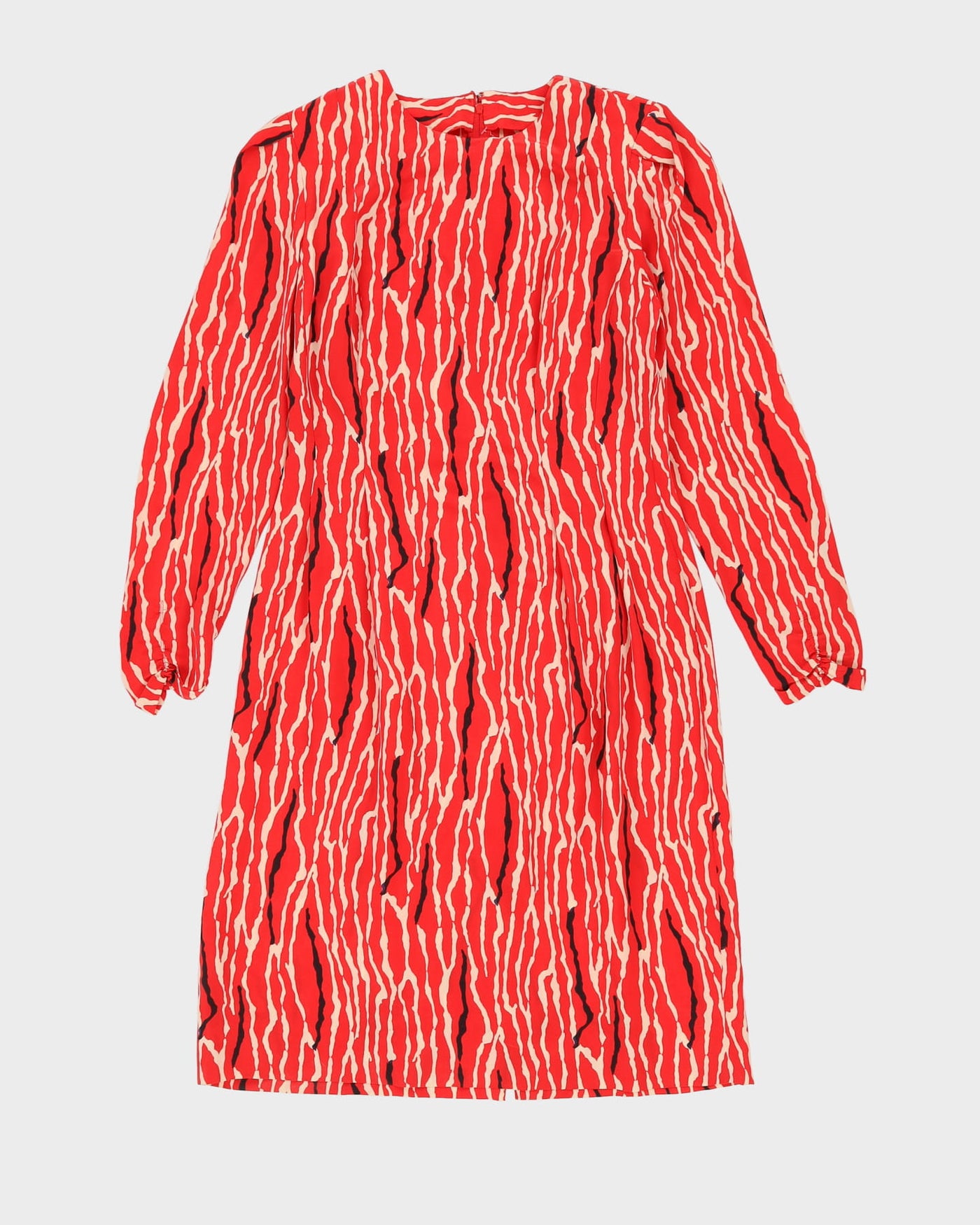 Red Patterned Silk Dress - S