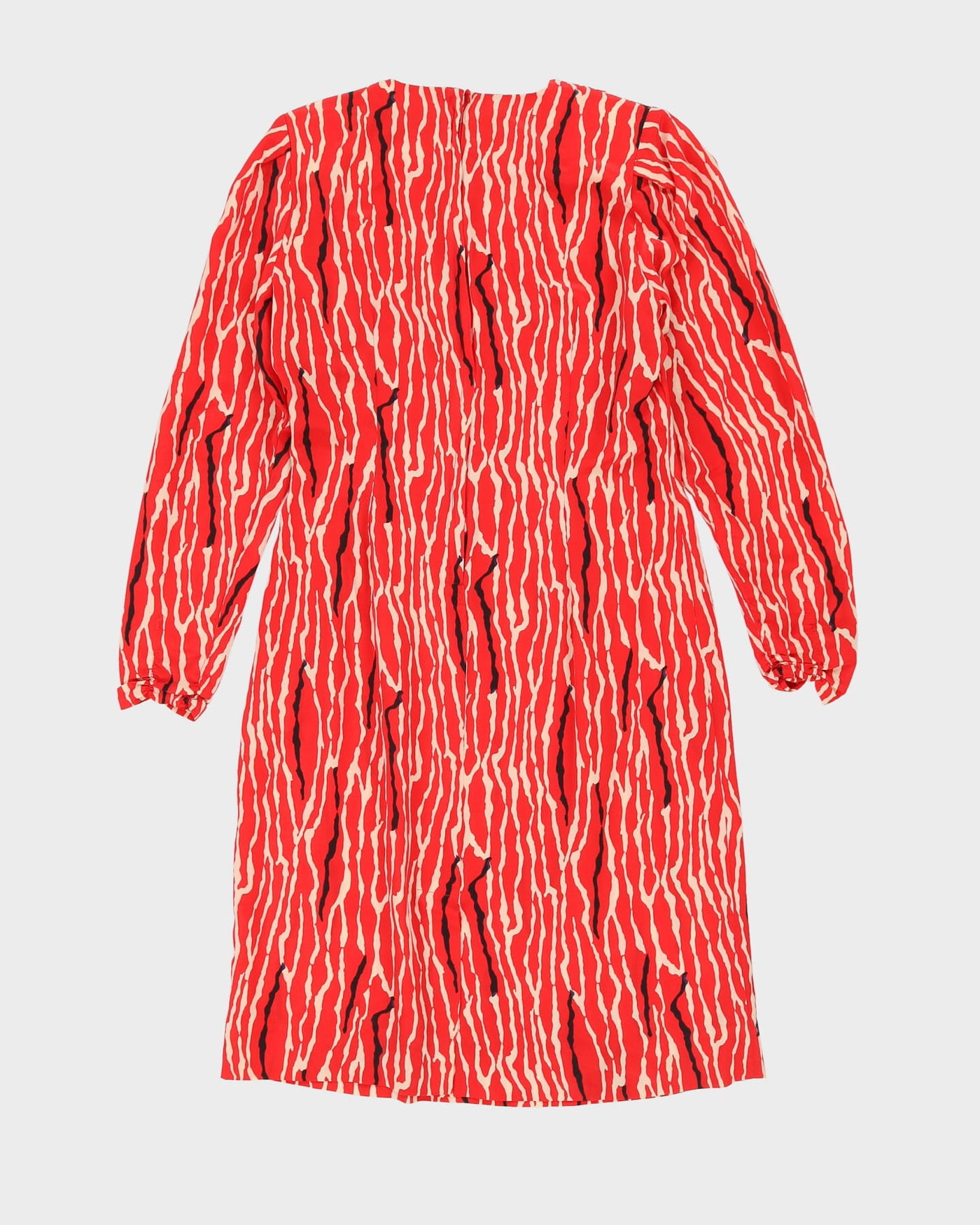 Red Patterned Silk Dress - S