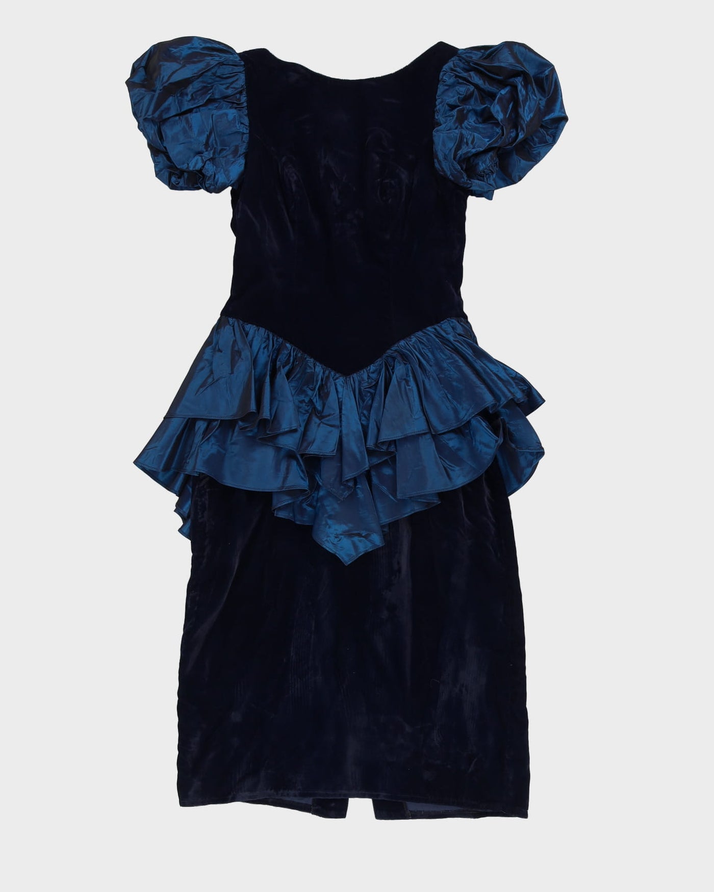 00s Blue Velvet Evening Dress - XS