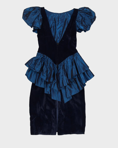 00s Blue Velvet Evening Dress - XS