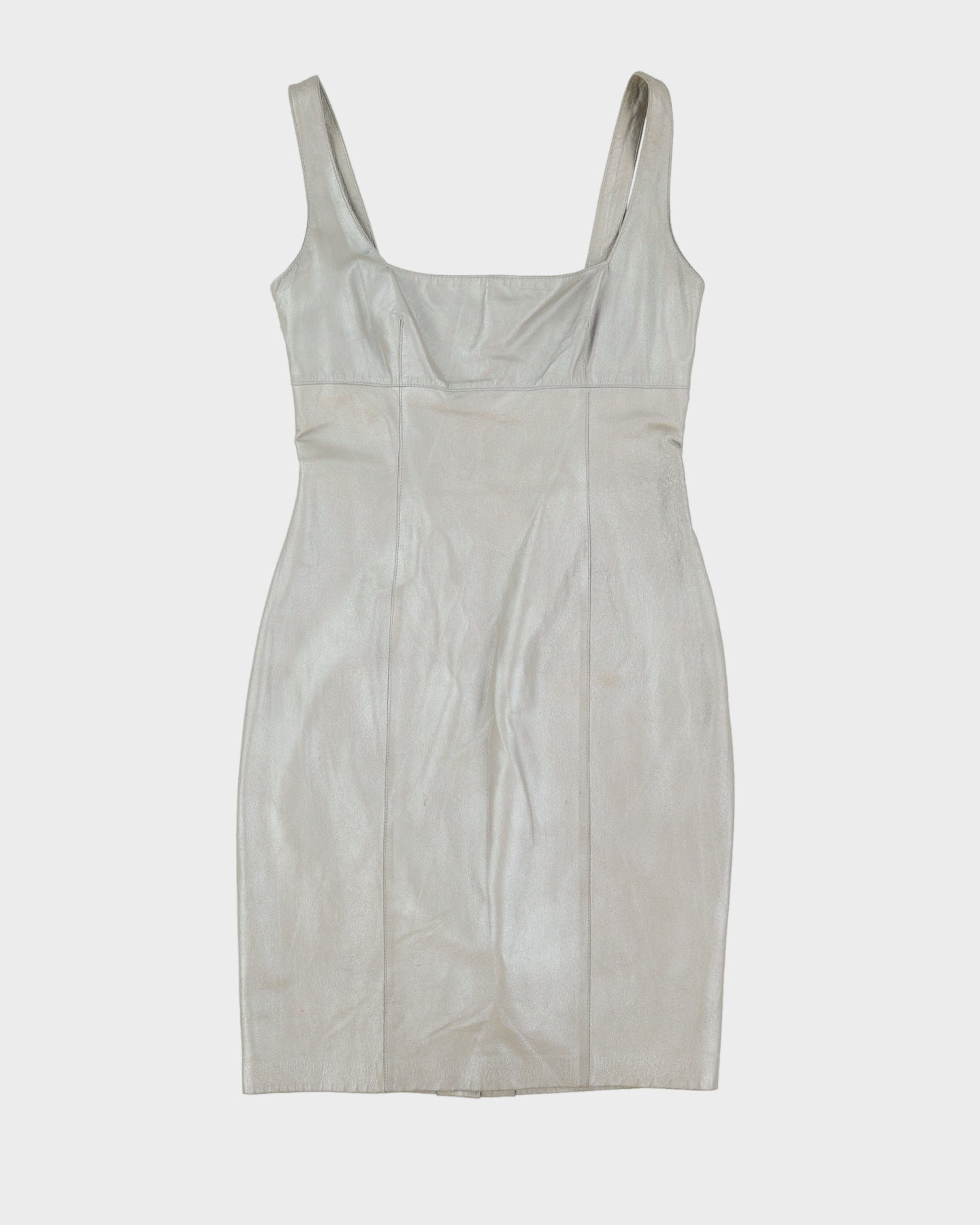 Y2K Silver Grey Leather Dress - S