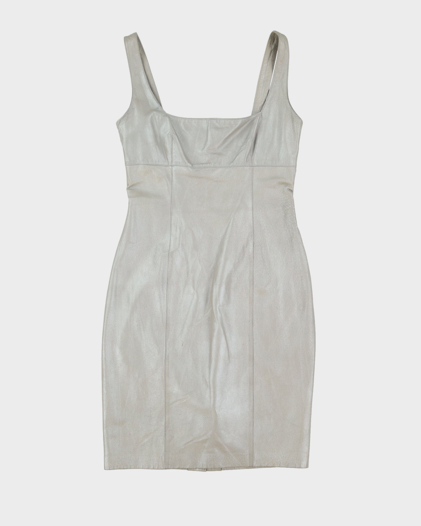 Y2K Silver Grey Leather Dress - S