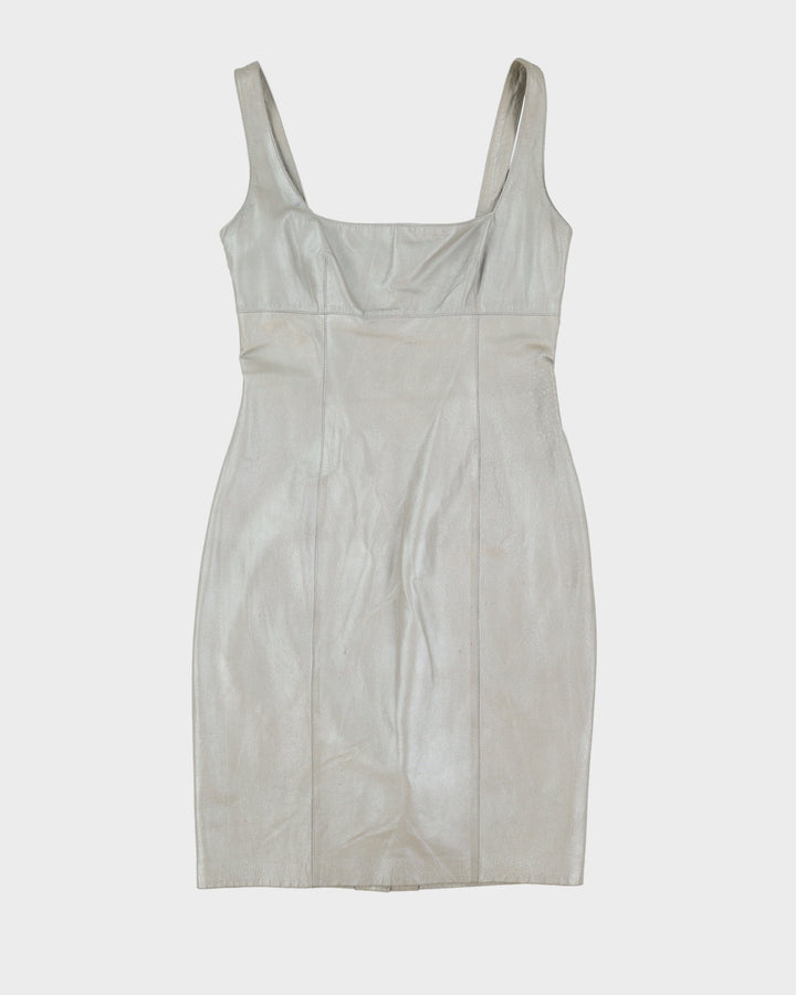 Y2K Silver Grey Leather Dress - S