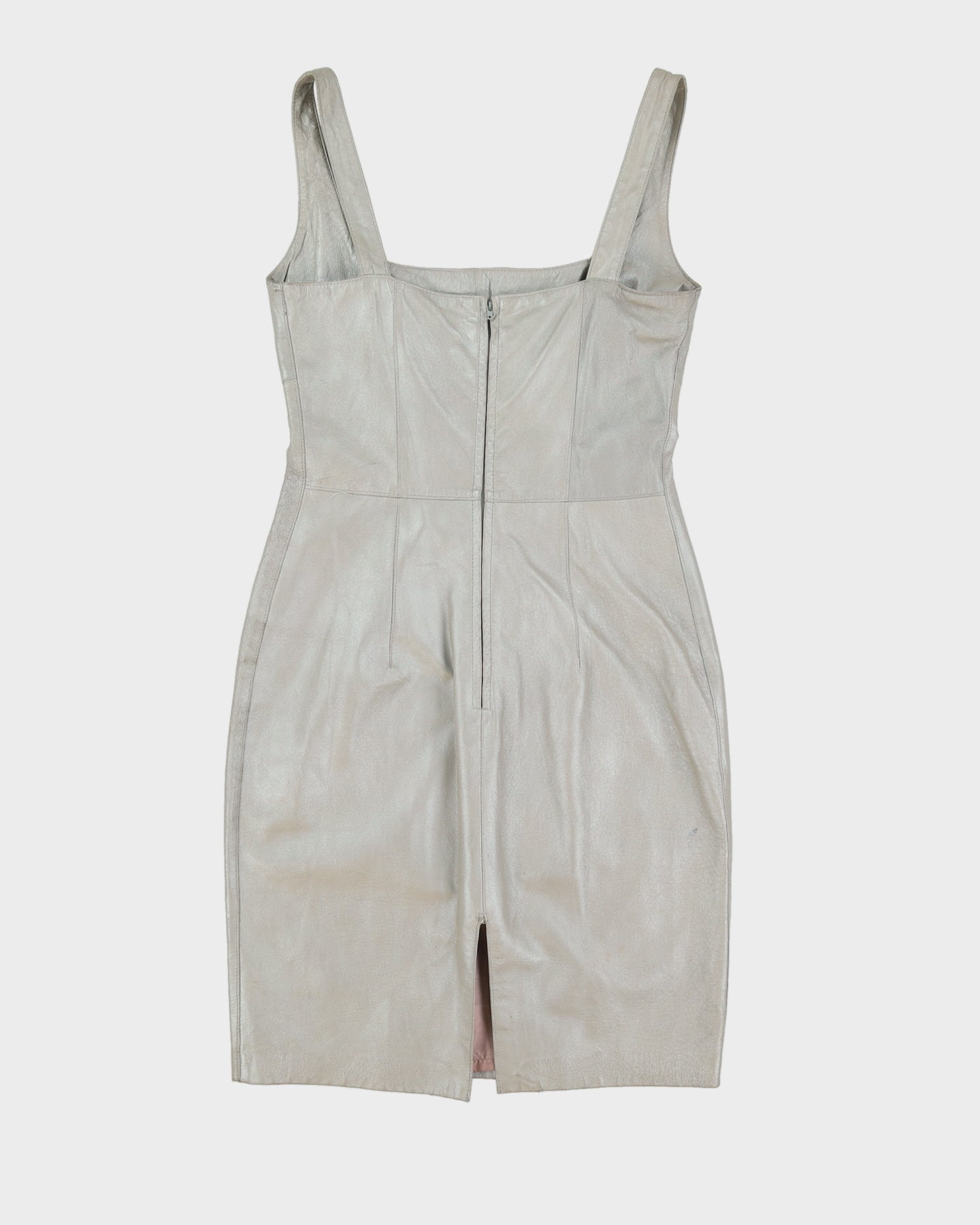 Y2K Silver Grey Leather Dress - S