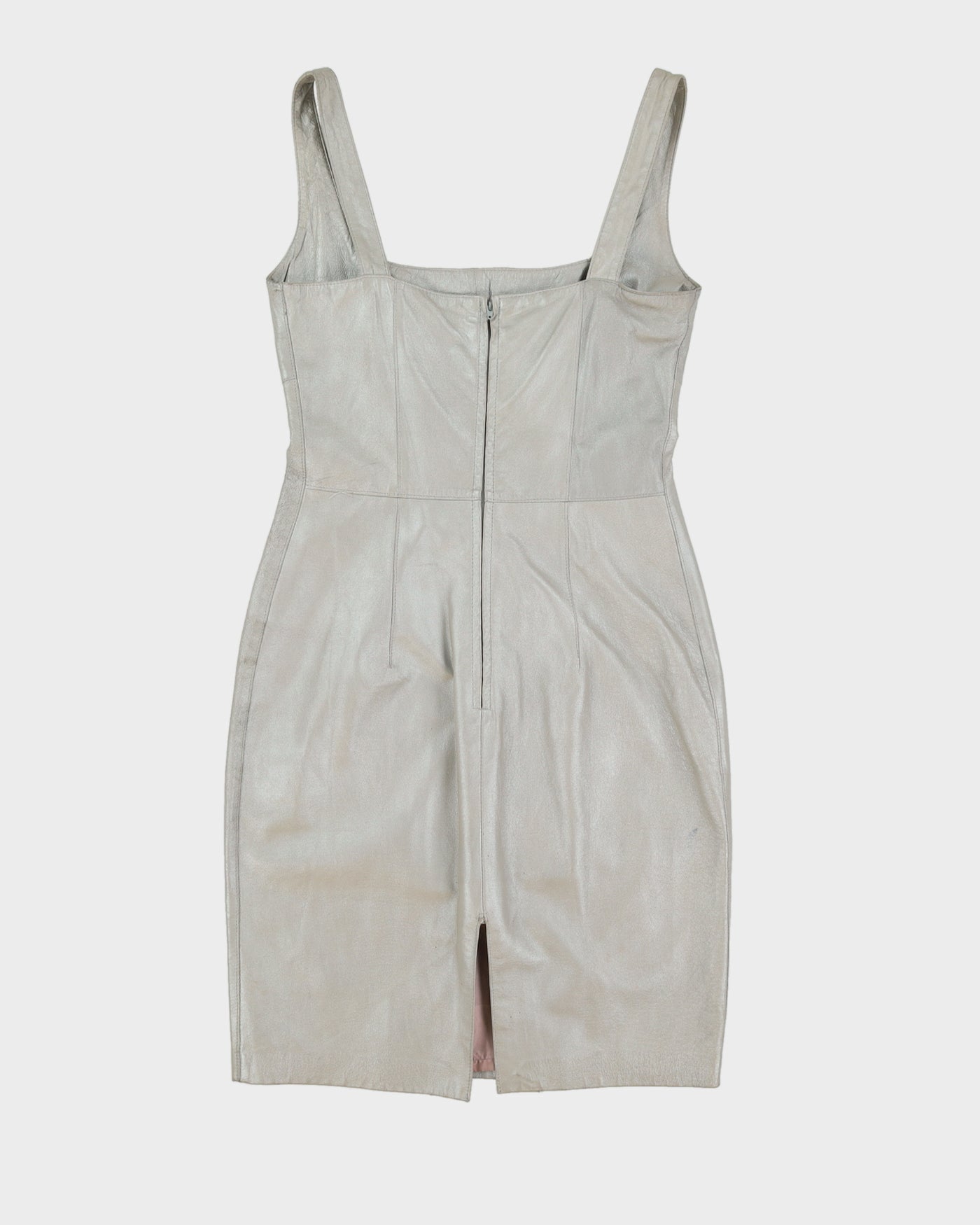 Y2K Silver Grey Leather Dress - S