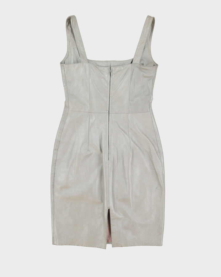 Y2K Silver Grey Leather Dress - S